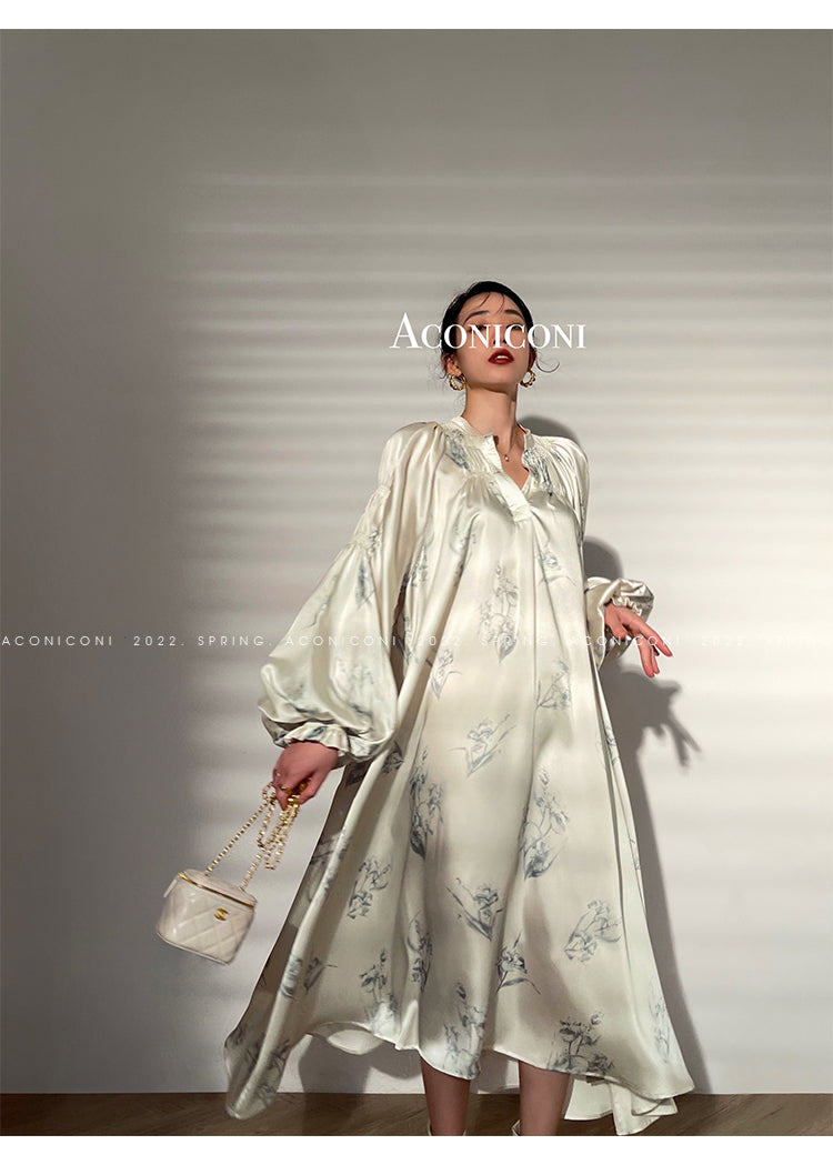 Aconiconi|dyed imitation silk loose romantic dress - Nagamachi