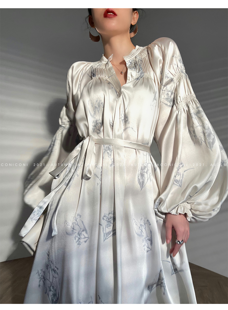 Aconiconi|dyed imitation silk loose romantic dress - Nagamachi