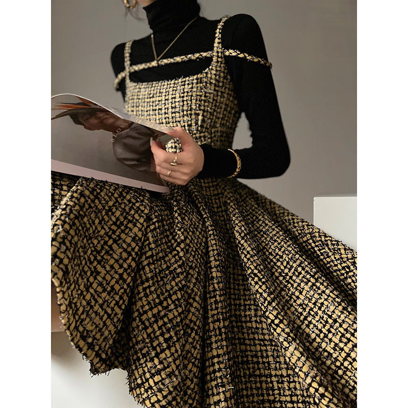 Aconiconi|Short Skater Tweed dress- Hemerocallis