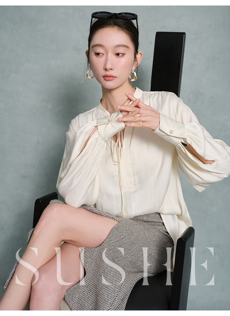 SUSHE Heavy Elegant Wave Slit Spring Skirt - monet vision