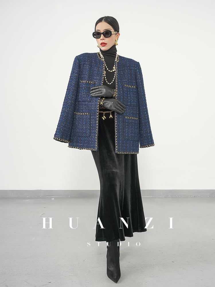 Huanzi new collection-level high-definition small fragrant wind jacket female plaid suit with a complete set- Bibi