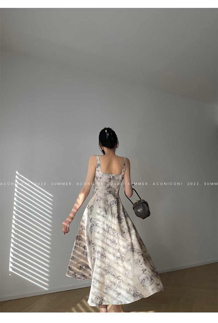 Aconiconi|French Print Goddess Sleeveless Long Dress - Garden of Thorns