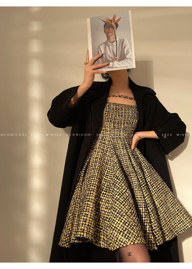Aconiconi|Short Skater Tweed dress- Hemerocallis