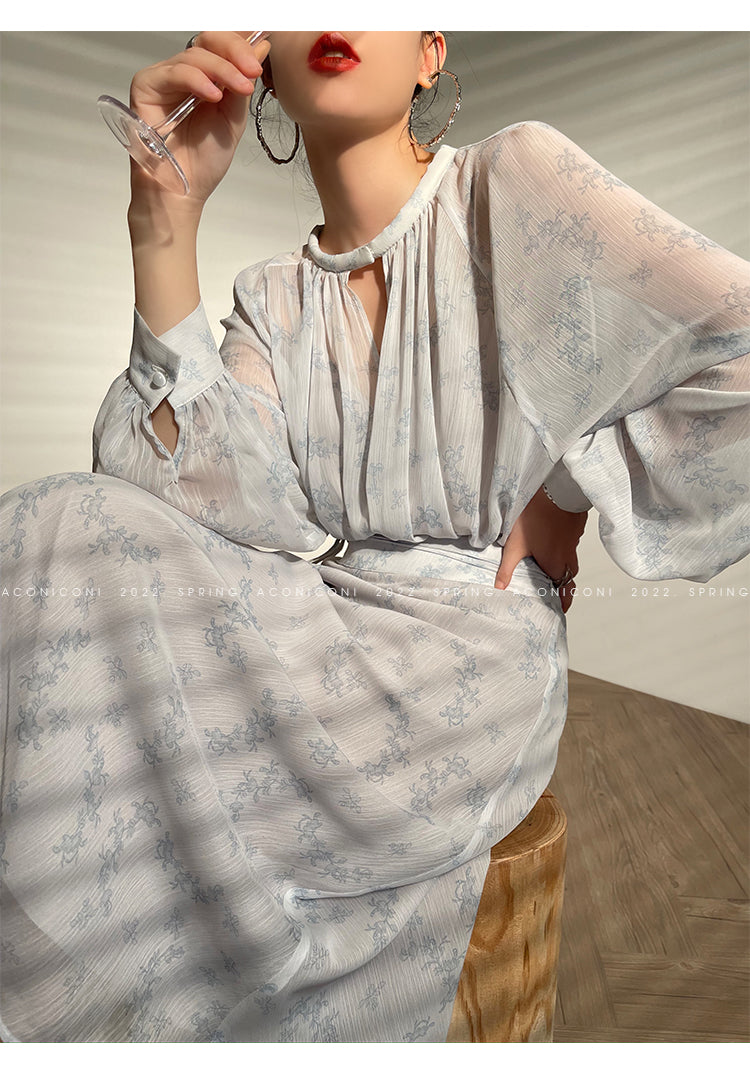 Aconiconi|Light Cloud Creamy Gentle French 2 Piece Tops and Skirts suit - Cloud