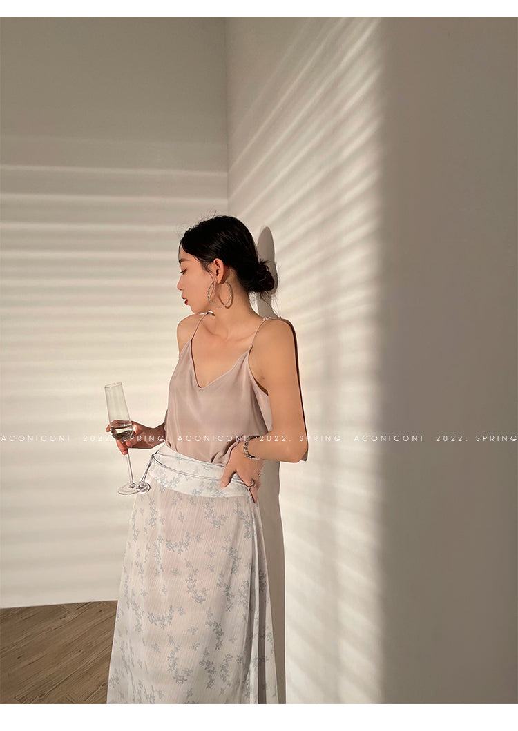 Aconiconi|Light Cloud Creamy Gentle French 2 Piece Tops and Skirts suit - Cloud