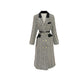 Design sense niche high-end black and white herringbone stitching classic suit collar  long coat- Duli