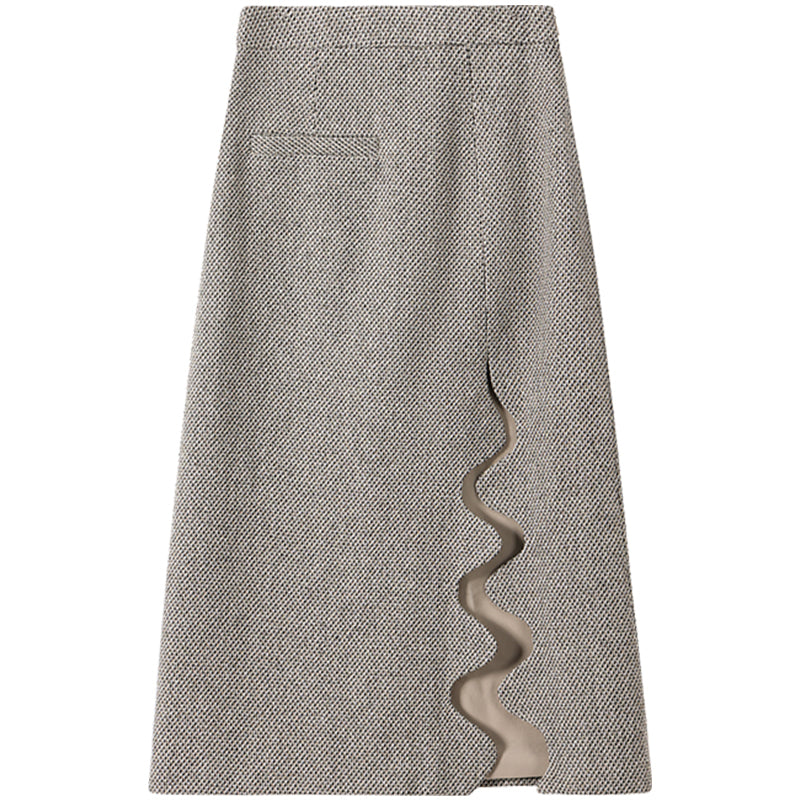 SUSHE Heavy Elegant Wave Slit Spring Skirt - monet vision