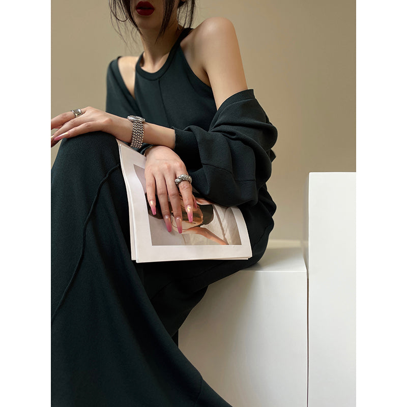 Aconiconi| Knitted dress suit + classic shawl versatile cardigan - Paris