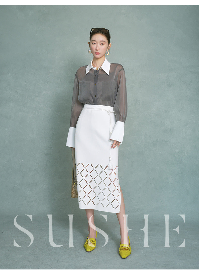 SUSHE 2023 early spring gray retro loose shirt - Cariyt