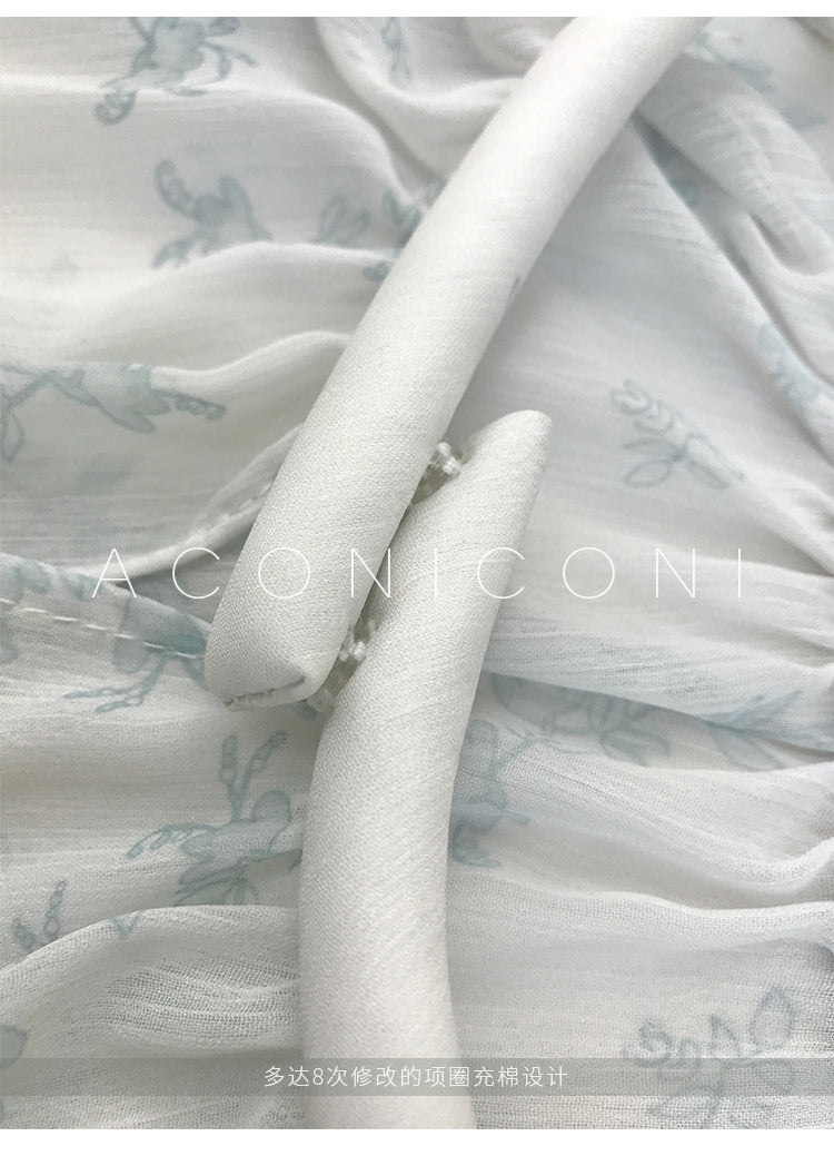 Aconiconi|Light Cloud Creamy Gentle French 2 Piece Tops and Skirts suit - Cloud
