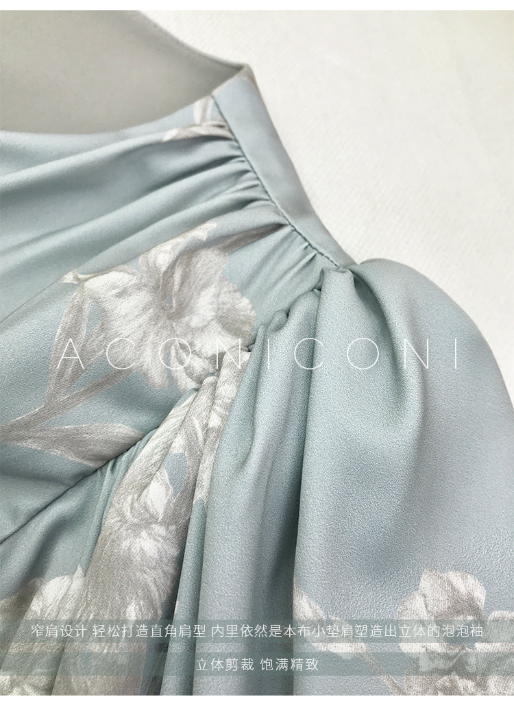 Aconiconi|kite white French elegant v-neck mid-length fishtail dress -Qingshan