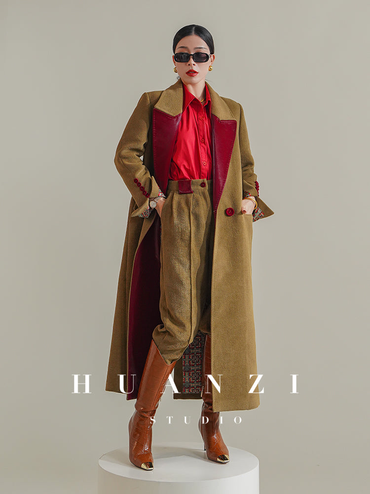 Huanzi non-ironing technology short retro fur coat mid-length windbreaker suit jacket- Nina