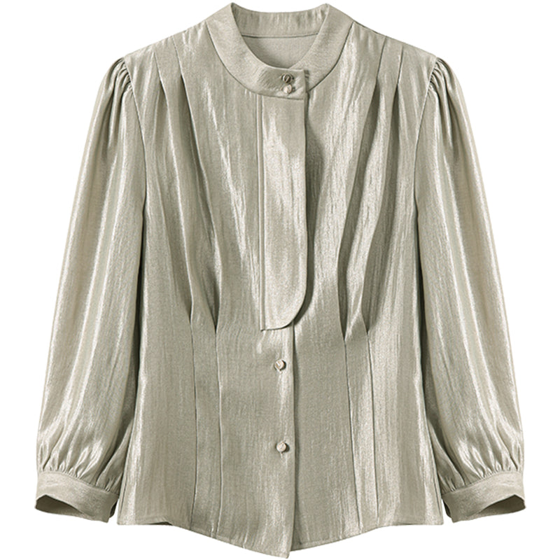 SUSHE Gold Series Retro Spring Women's 2023 Loose Stand Collar Shirt -Star