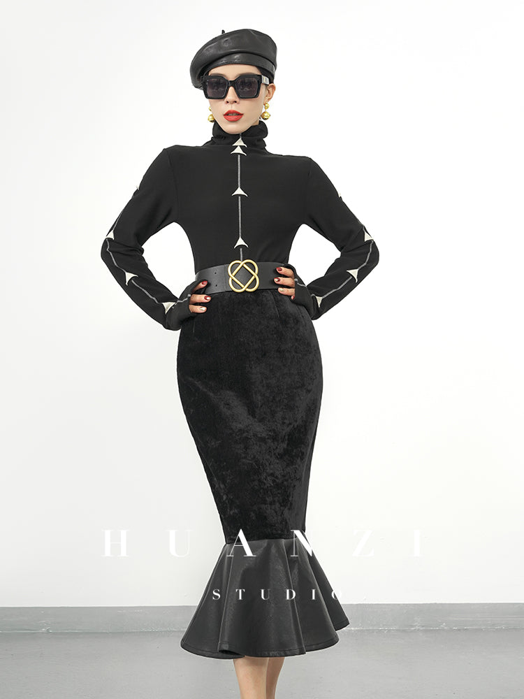 Huanzi new French elegant high waist thin and small fishtail skirt skirt female- Livia