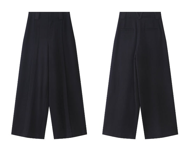 WANXO camel high waist drooping casual pants new straight loose wide leg pants- Tela