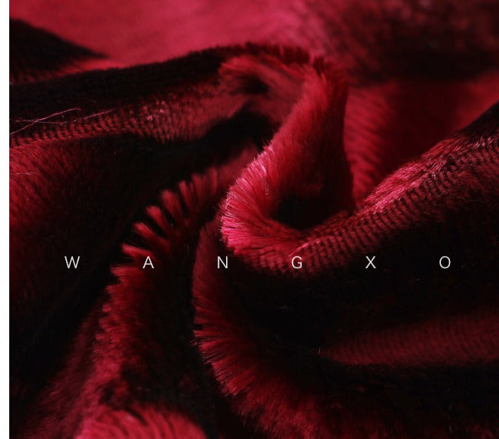 WANXO wine red acetate velvet suit jacket new high-end silhouette coat- Serena