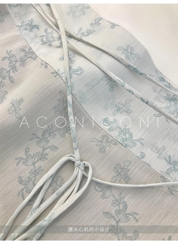 Aconiconi|Light Cloud Creamy Gentle French 2 Piece Tops and Skirts suit - Cloud