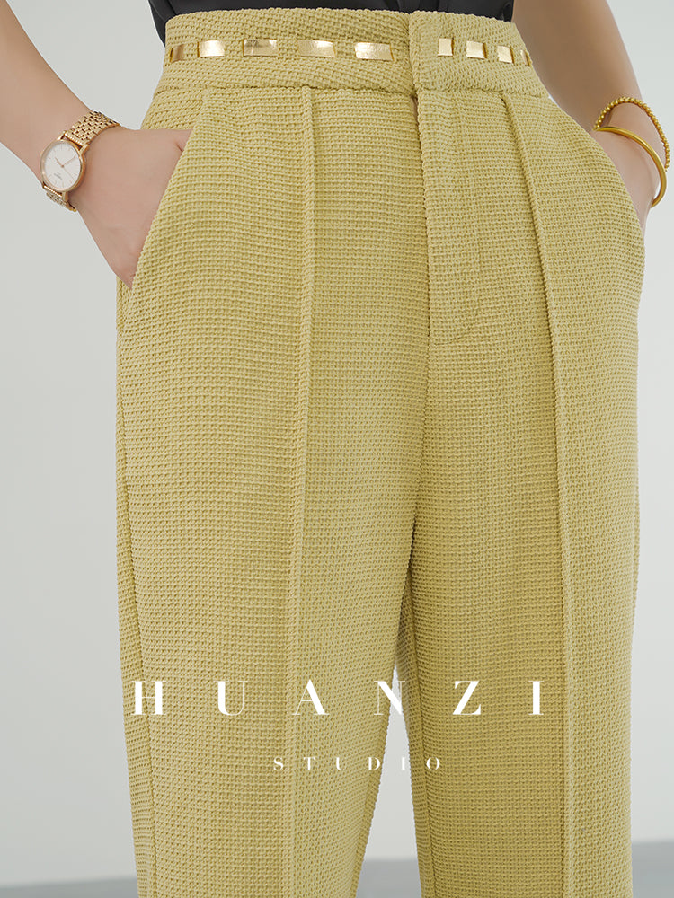 Huanzi new handmade micro-wide suit jacket with back slit straight-leg micro-launched trousers suit set- Emera