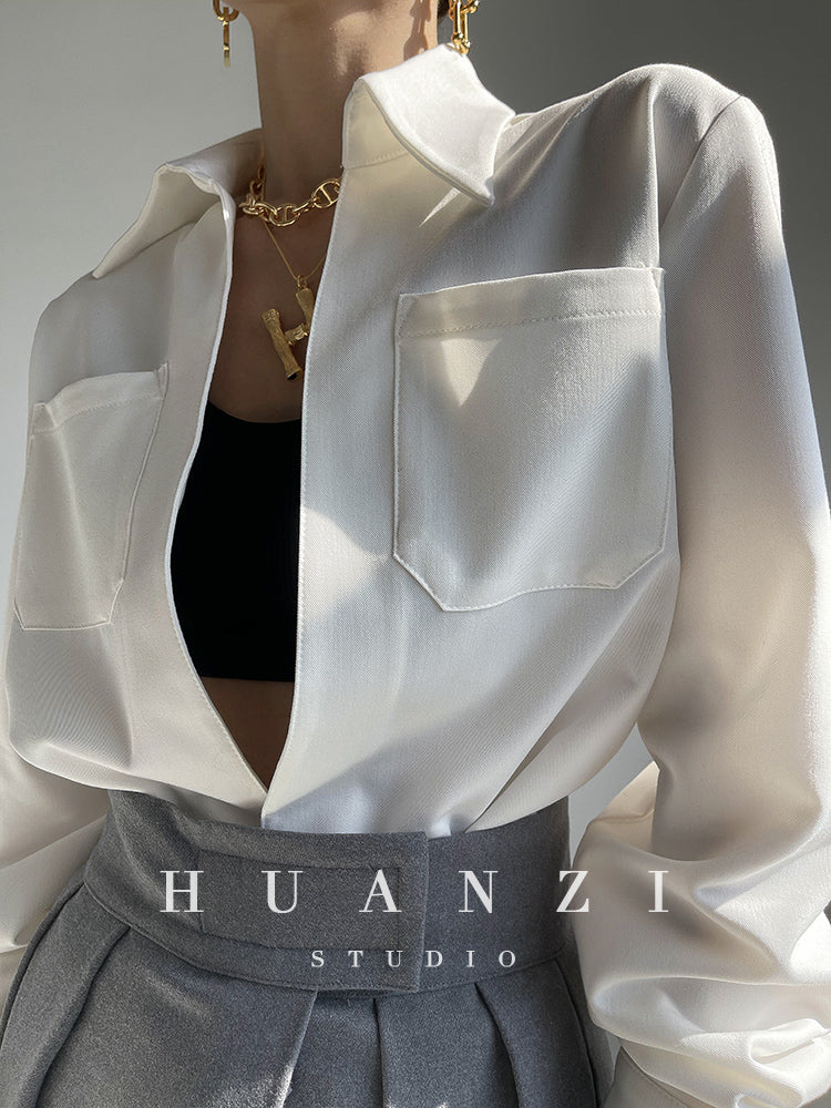 Huanzi custom high end quality shirts professional iron-free pullover loose retro shirt - Tiblw
