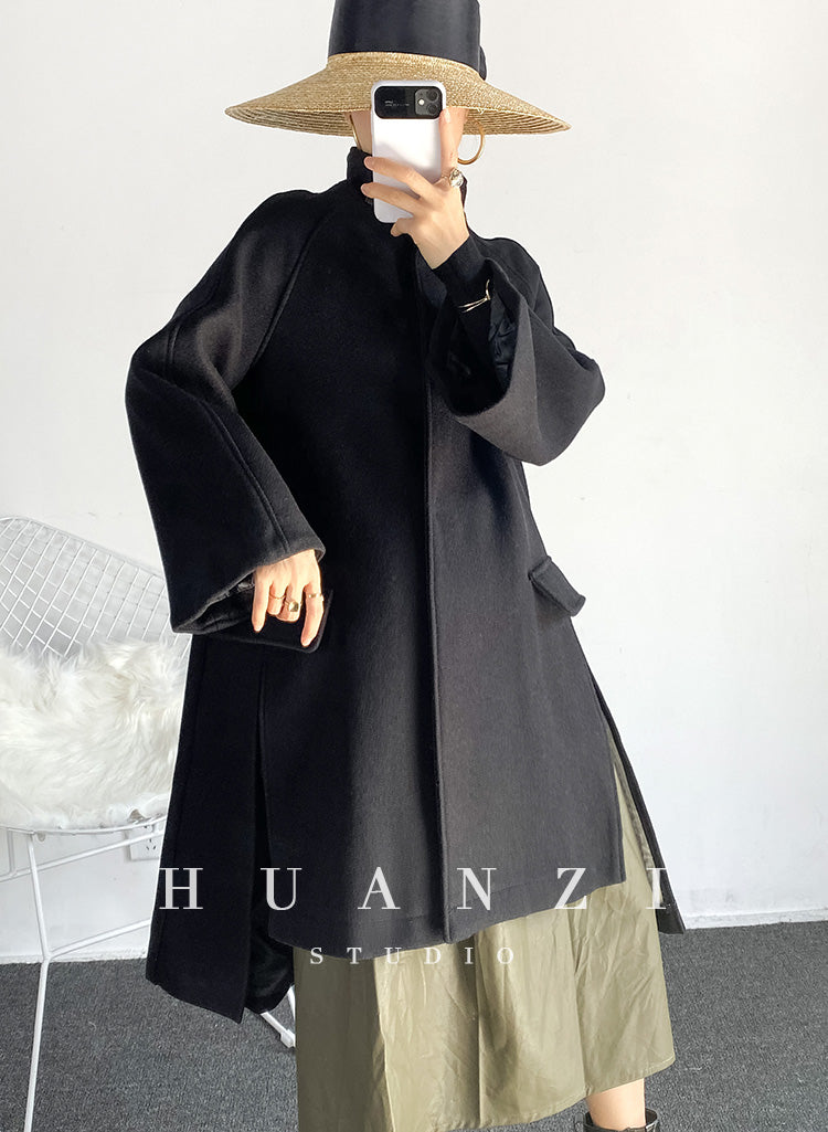 Retro cape loose woolen coat - Milia