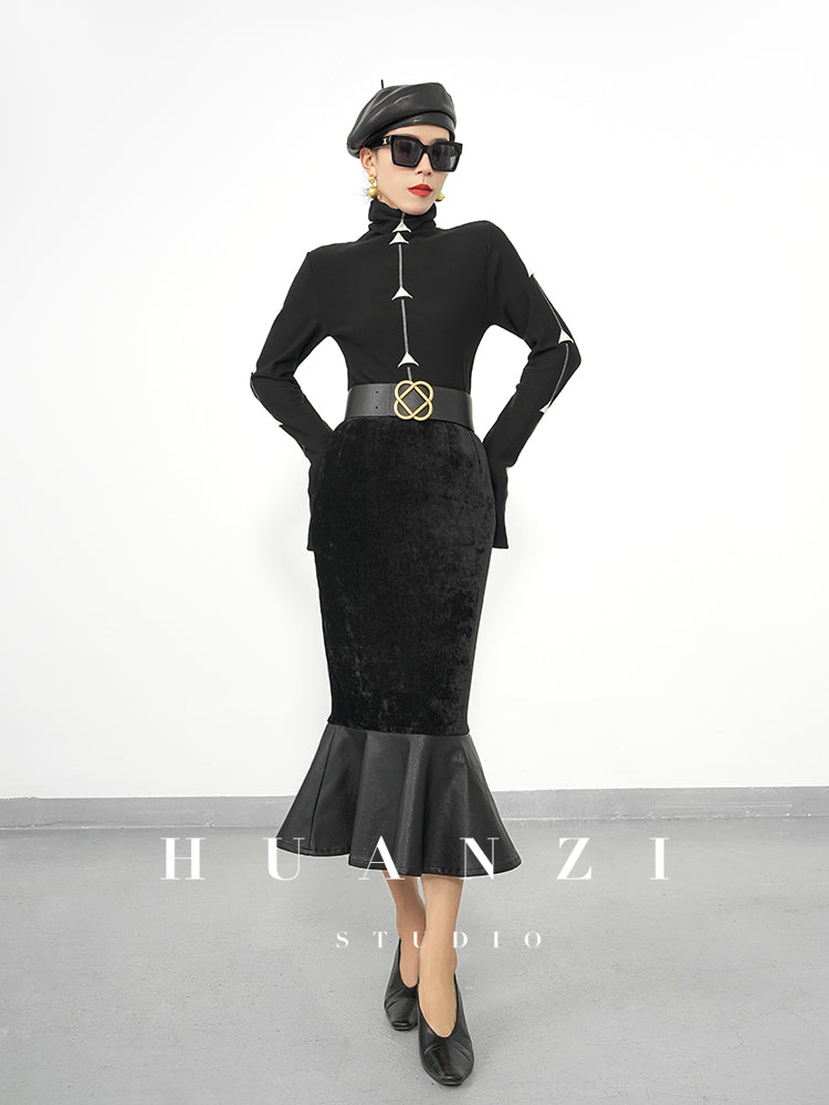 Huanzi new French elegant high waist thin and small fishtail skirt skirt female- Livia