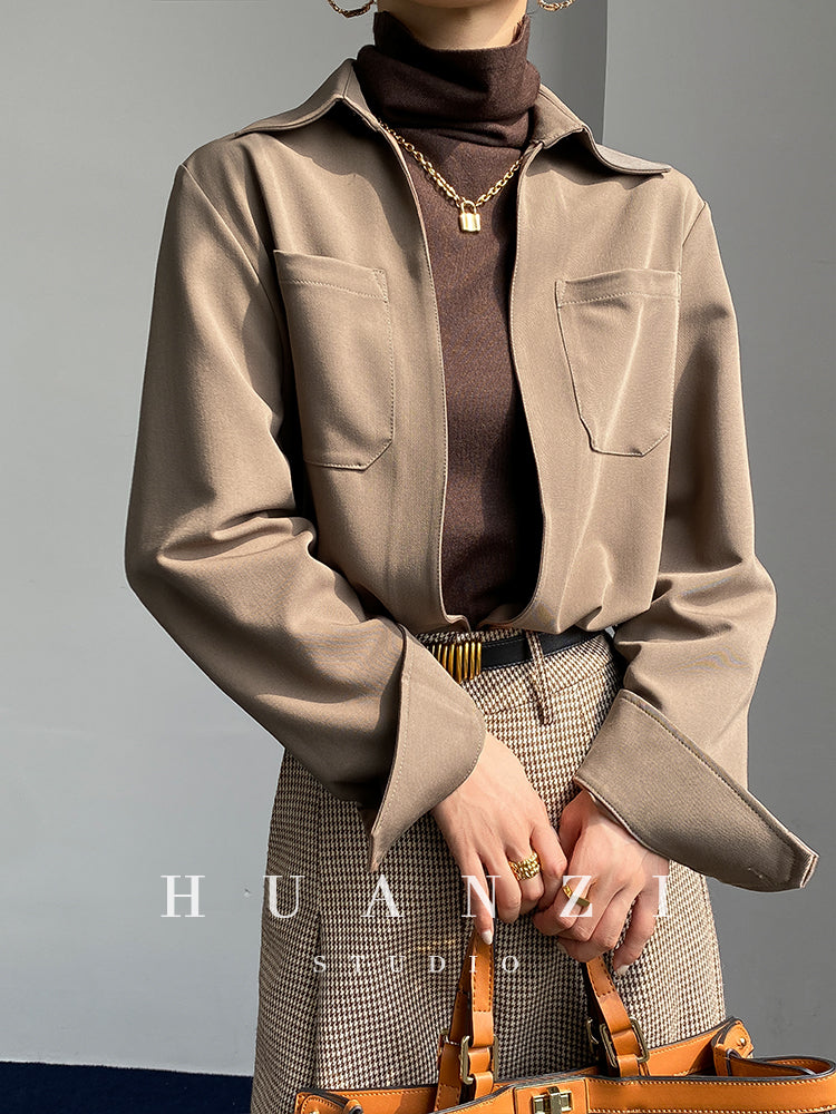 Huanzi custom high end quality shirts professional iron-free pullover loose retro shirt - Tiblw