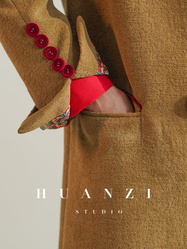 Huanzi non-ironing technology short retro fur coat mid-length windbreaker suit jacket- Nina
