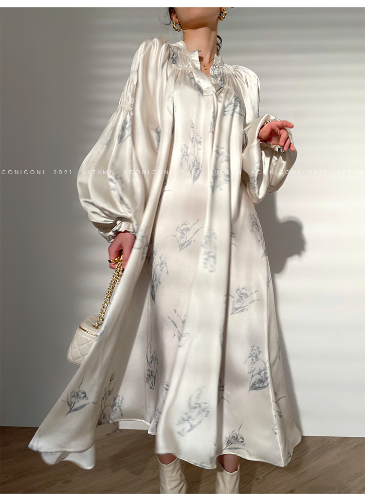 Aconiconi|dyed imitation silk loose romantic dress - Nagamachi