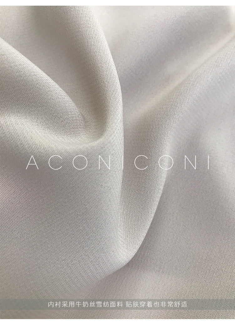 Aconiconi|Light Cloud Creamy Gentle French 2 Piece Tops and Skirts suit - Cloud