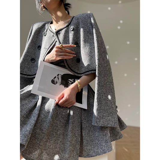 Aconiconi  Elegant gray pleated dress and short jacket - Kawashima Girl
