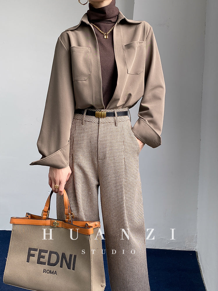 Huanzi custom high end quality shirts professional iron-free pullover loose retro shirt - Tiblw