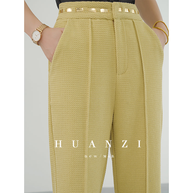Huanzi new handmade micro-wide suit jacket with back slit straight-leg micro-launched trousers suit set- Emera