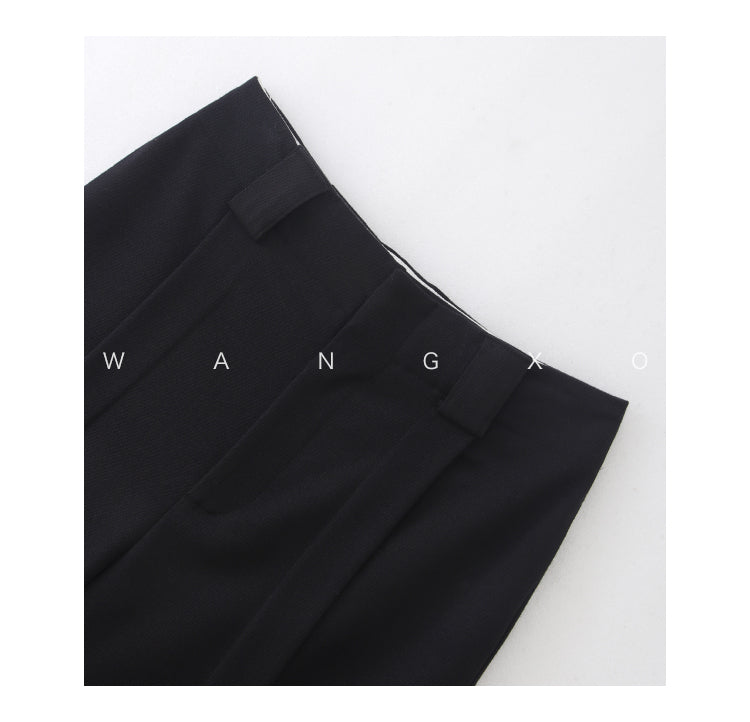 WANXO camel high waist drooping casual pants new straight loose wide leg pants- Tela