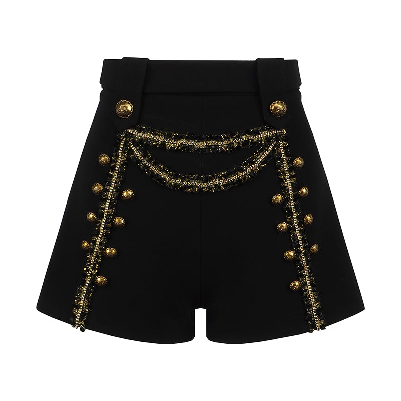 High waist velvet wide-leg shorts plus bow long sleeve top two piece set- Leticia