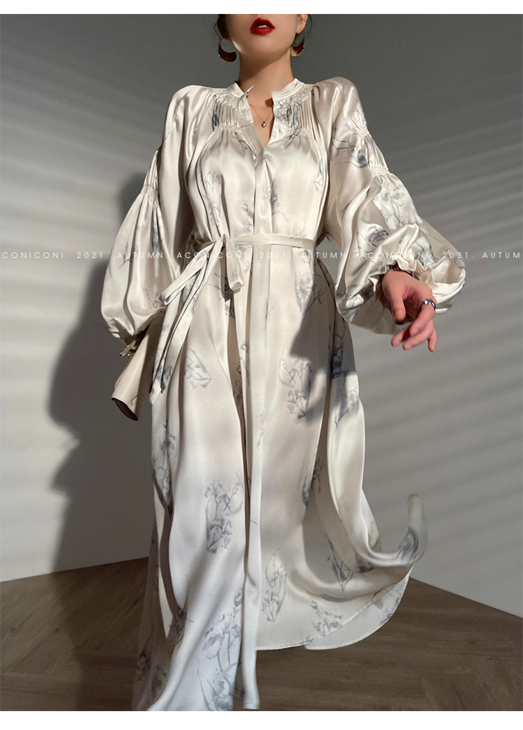 Aconiconi|dyed imitation silk loose romantic dress - Nagamachi