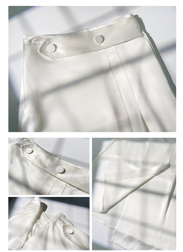 Huanzi custom high-end designer Japanese silky tri-acetic acid regular high waist minimalist skirt - Tuabo