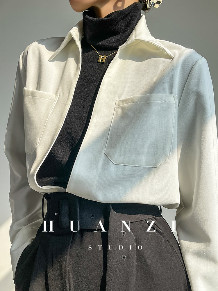 Huanzi custom high end quality shirts professional iron-free pullover loose retro shirt - Tiblw