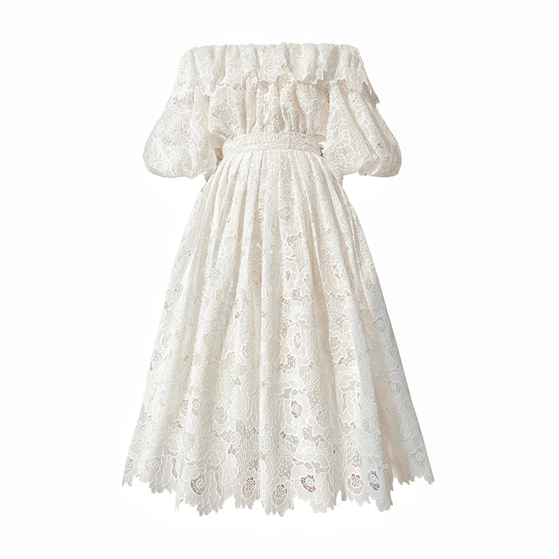 Aconiconi Heavy ruffled lace skirt top - Begonia