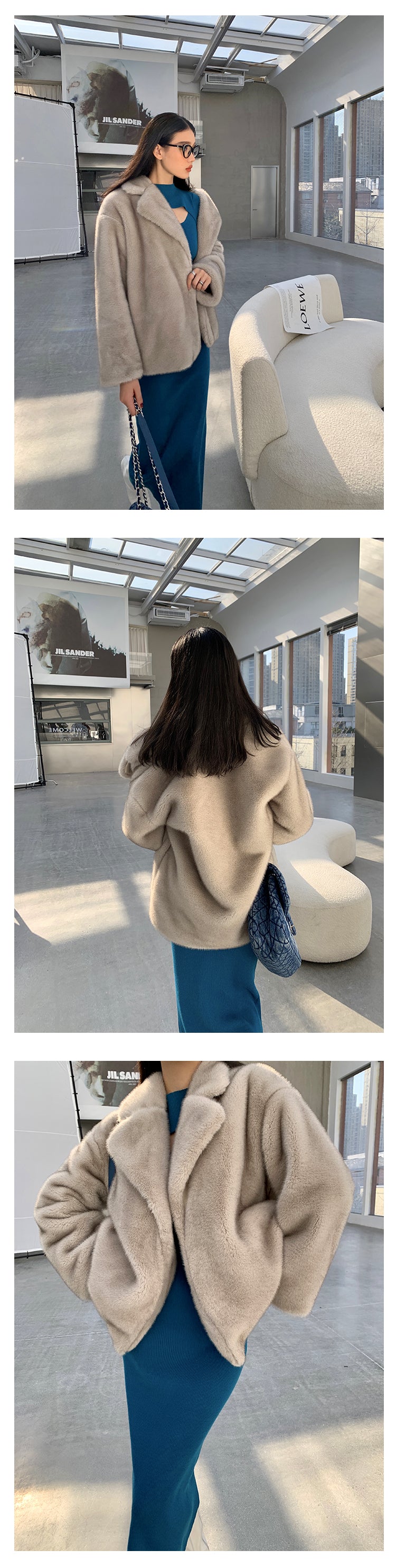 Hollow Lantern Sleeves Half Turtleneck midi knit sweater dress - keeasa blue
