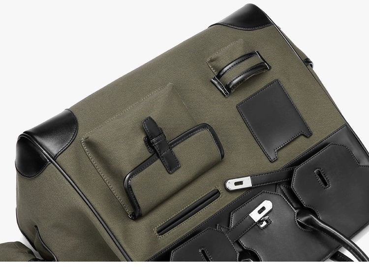 Army green Retro birkin inspired handmade canvas buckle men business travel tote women's weekender travel overnight weekend handbag