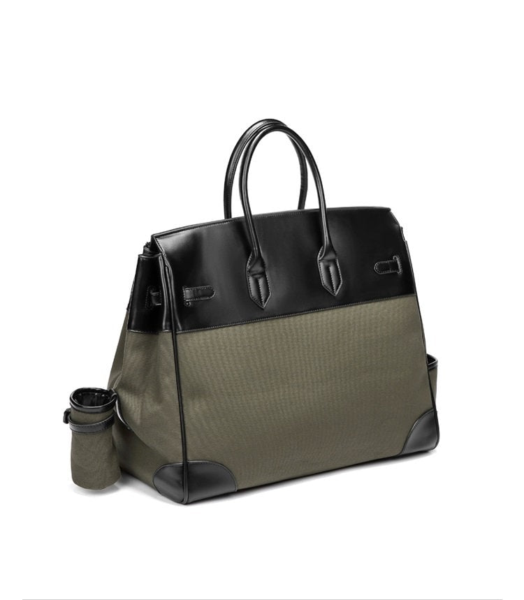 Army green Retro birkin inspired handmade canvas buckle men business travel tote women's weekender travel overnight weekend handbag