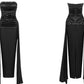 DOLLY Luxury Black Pleated Chest Wrap Off Shoulder High Waist Long Evening Dress-ZOE
