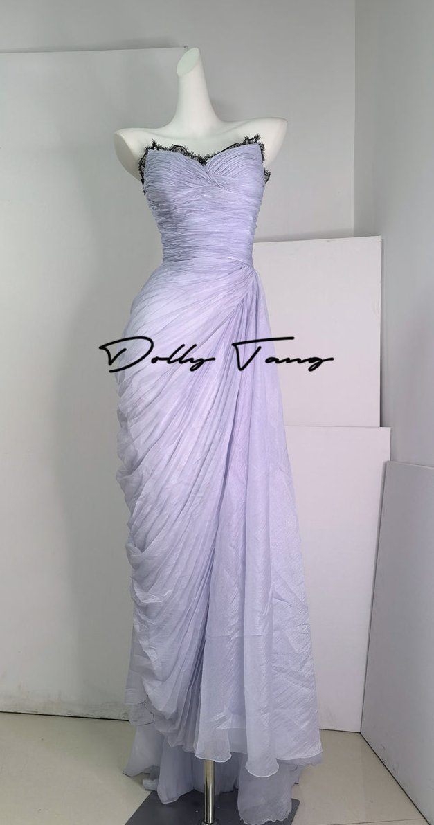 DOLLY Elegant Light Purple Greek Style Sleeveless Bandage Pleated Long Dress-Fog