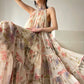 Aconiconi High End Floral Print Sleeve Less Halter Neck Long Resort Dress- Spring Dream