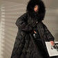 Aconiconi Elegant Duck Down Long Sleeve Hooded Long Fur Winter Coat -  He Xu Ling Hua