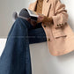 Aconiconi Girl Full wool French long sleeve Blazer pleated skirt - Maillard