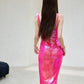 DOLLY Elegant Pink Barbie V-Neck Sleeveless Sequin Long Party Dress-JOY