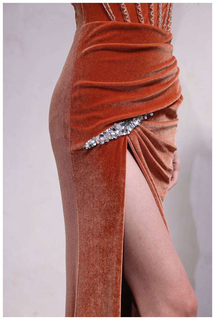 burnt orange velvet maxi dress Amazon.com: Simplee Fall Wedding Guest Dress Velvet Dress Women Formal Dress Flutter Sleeve V Neck High Wasit (Burnt Orange S) : Clothing, Shoes & Jewelry