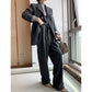Tweed Herringbone blazer women's loose British wide-leg pants and suit jacket - Koil