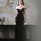 DOLLY  High End Black Off Shoulder Sequin Tube Top Long Banquet Dress-Maris